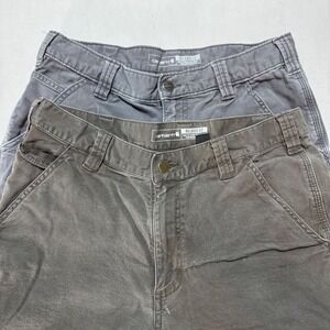 Lot of 2 Carhartt Mens Relaxed Fit Canvas Work Shorts Size 32